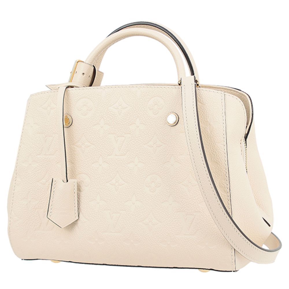Montaigne Implant Embossed Monogram BB Leather White 2way Shoulder Bag Handbag